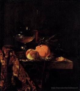 Nature morte avec gobelet et fruits en verre
