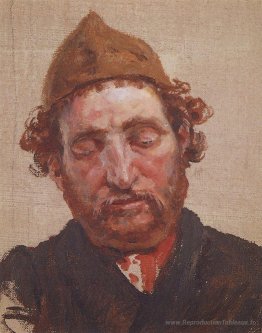 Tête d'un homme à tête rouge avec une casquette jaune