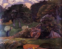 Brittany Landscape avec des femmes portant un sac