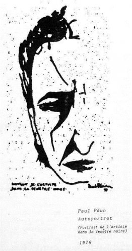 Porret de l'artiste dans la fenêtre noire