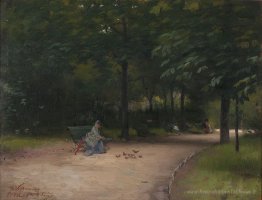 Nourrir des oiseaux dans le parc