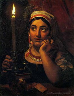 Fortune-Teller avec une bougie