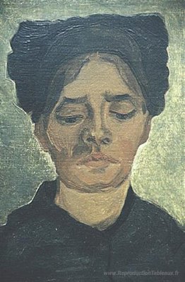 Tête d'une paysanne avec une casquette sombre