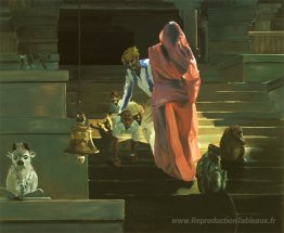 Dans les escaliers du temple