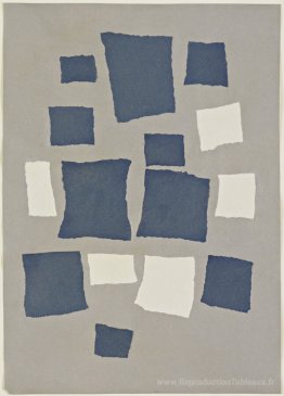 Collage avec des carrés disposés selon les lois du hasard