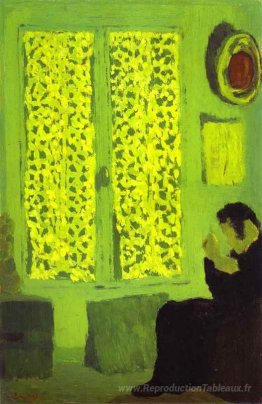 L'intérieur vert ou la figure devant une fenêtre avec dessin