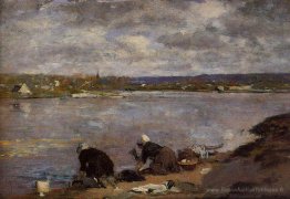 Blanchisseurs sur les rives des touques