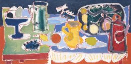 La longue table avec des fruits