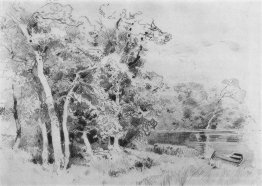 Grove sur le rivage de l'étang