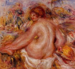 Après le bain, une femme assise nue