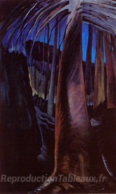 Vieux arbres au crépuscule