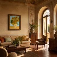 Nature morte - Vase avec douze tournesols — Villa italienne