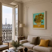 Nature morte - Vase avec douze tournesols — Appartement parisien