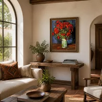 Vase avec coquelicots rouges — Maison méditerranéenne