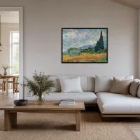 Wheatfield avec du cyprès — Maison scandinave