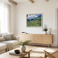 Wheatfield avec montagnes en arrière-plan — Maison scandinave
