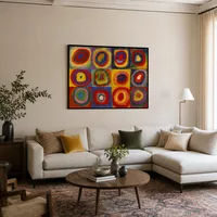 Étude des couleurs: carrés avec cercles concentriques — Loft moderne