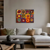 Étude des couleurs: carrés avec cercles concentriques — Appartement parisien