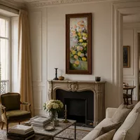 Vase de dahlias — Appartement parisien