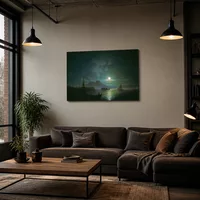 La baie de Naples à Moonlight Night. Vésuve — Loft moderne