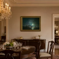 La baie de Naples à Moonlight Night. Vésuve — Salle à manger de château