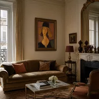 Portrait de Jeanne Hebuterne dans un grand chapeau — Appartement parisien