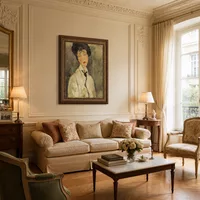 Femme avec une cravate noire — Appartement parisien