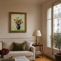 Anémones et coquelicots dans un vase — Appartement parisien