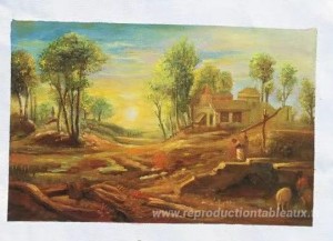Paysage avec un arrosage