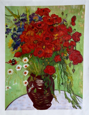 Coquelicots rouges et marguerites