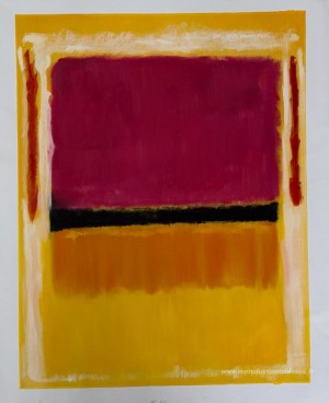 Violet, noir, orange, jaune sur blanc et rouge