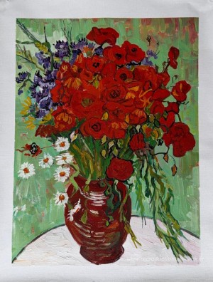 Coquelicots rouges et marguerites