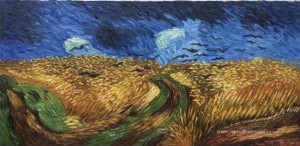 Wheatfield avec corbeaux