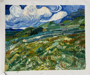 Wheatfield avec montagnes en arrière-plan