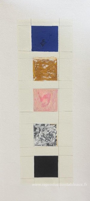 Monochrome bleu, or, rose, argent, noir