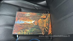 Avenue de peupliers au coucher du soleil