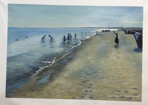 Jour d'été sur la plage du sud de Skagen