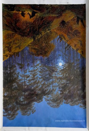 À l'intérieur de la forêt sous le clair de lune